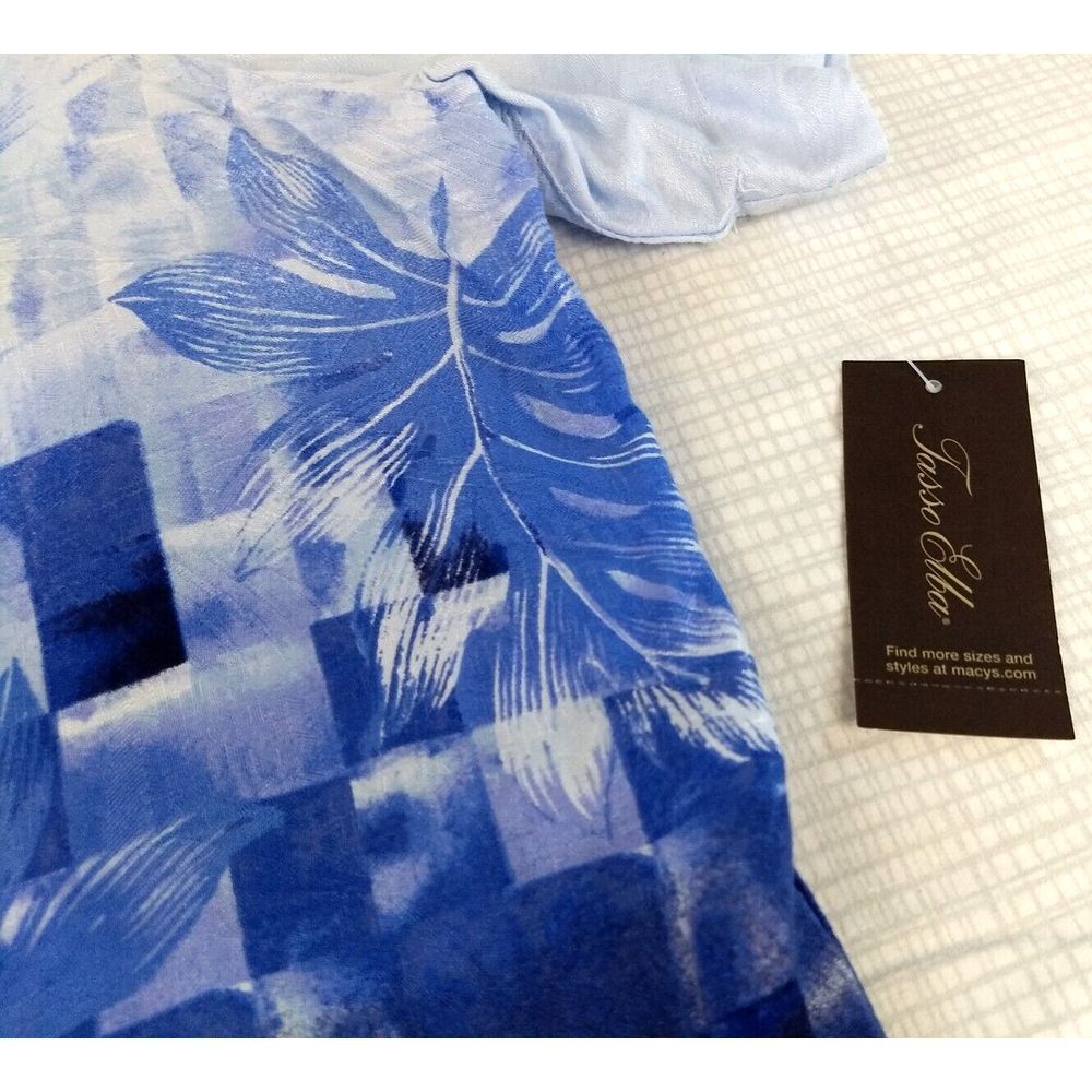 Tasso Elba Island Ombre Shirt Men XXL Rayon Button Up Blue Hawaiian 2XL NWT READ - Picture 7 of 16